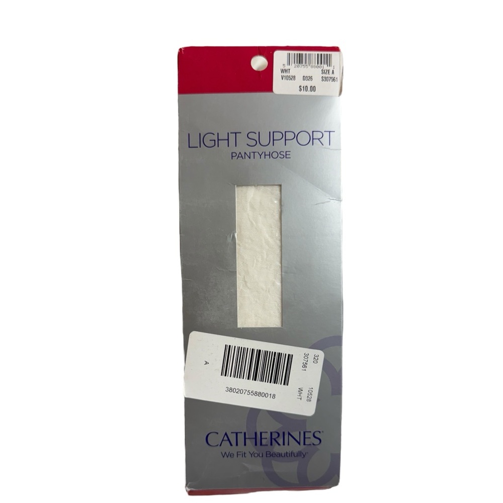 Catherines Light Support Pantyhose White Sheer Size‎ A NWT Comfortable